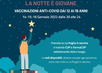 LA NOTTE È GIOVANE 14-15-16 GENNAIO, DALLE ORE 20 SINO A MEZZANOTTE, VACCINAZIONI DEDICATE ALLA FASCIA 12-19 ANNI