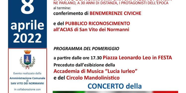 Trentennale dell’associazione antiracket Acias: domani Emiliano a San Vito dei Normanni (Br)